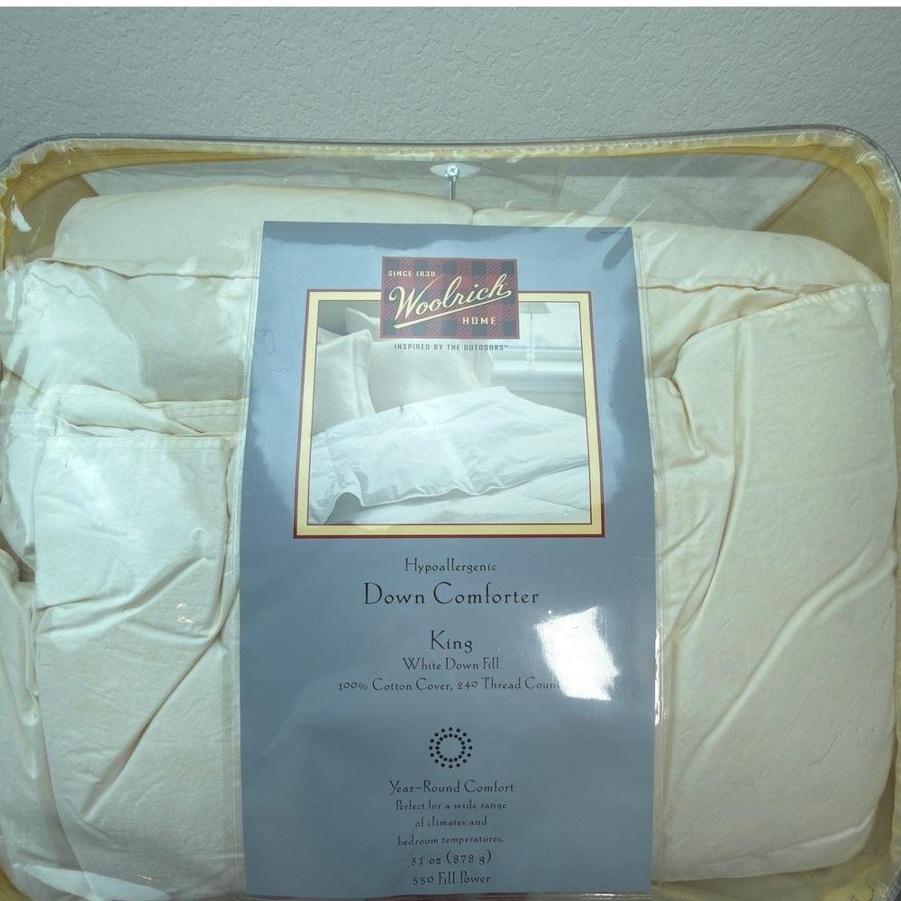 Woolrich Down Comforter King White Down Fill Cotton Solid Year-Round New - Picture 4 of 10